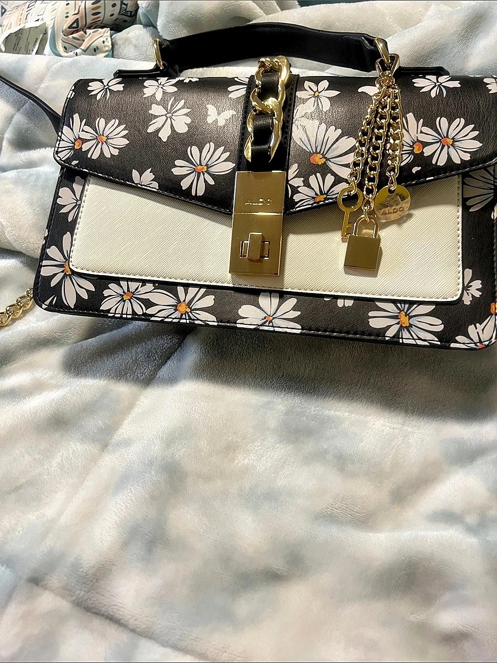 ALDO Daisy Bouquet Crossbody Bag Floral Crossbody Bag Black & White